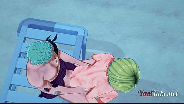 Download Video - One Piece Yaoi Hentai 3D - Zoro Ronoa x Sanji Fucking in a beach - Yaoi 3D