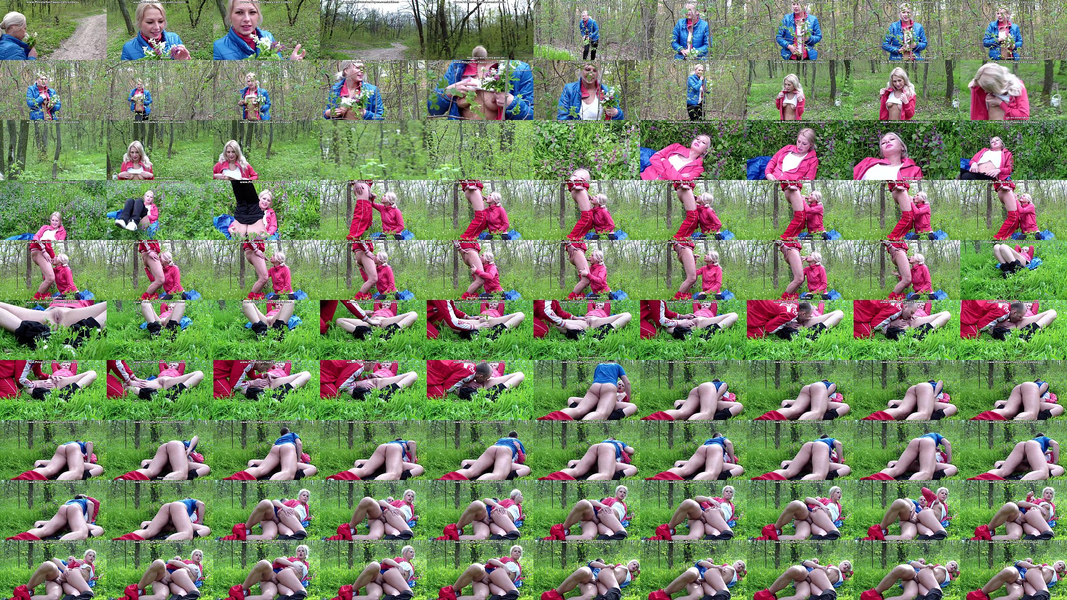 Adult couple making love on the blossoming meadow 预览图
