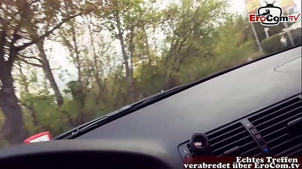 German blonde skinny street hooker towed by car for outdoor sex