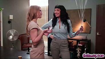 Little Puck and Octavia Reds Steamy Office Upskirt and Lesbian Encounter