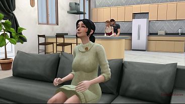 Stepdaughter fucks stepfather in the kitchen behind stepmother's back
