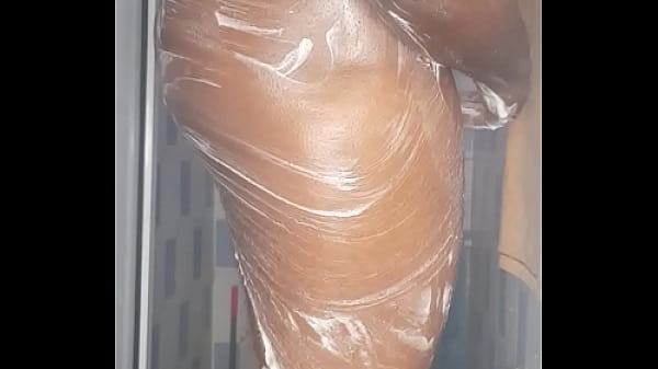 African giant fingering his tight anus while ba...