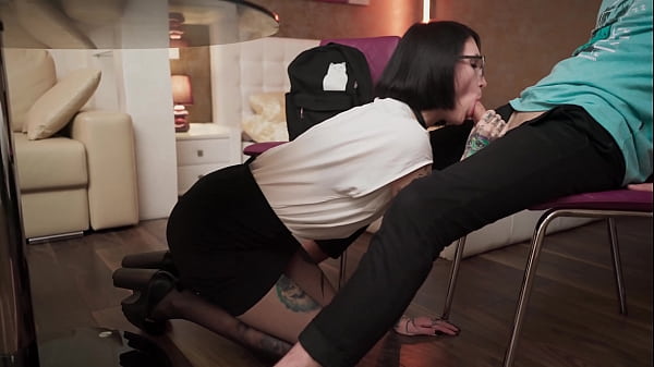 Student cum on his teachers glasses