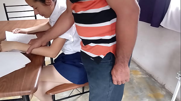 Mexican maid sucking the boss's cock while his wife is away.