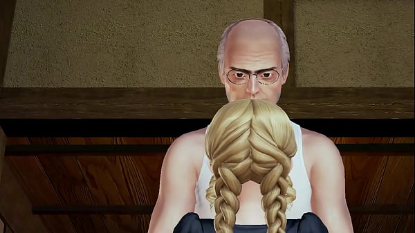 The girl came to help an elderly man and was fucked hard 3d hentai