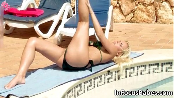 Blonde babe with big tits masturbating
