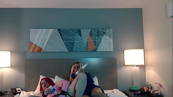 Very Hot Blonde Femboy Jerking Off with Redhead Trans Woman