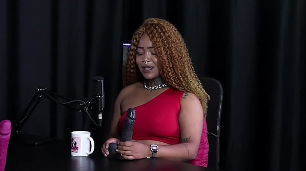 She gave a blowjob to a black toy dick, and then took off her clothes, showing her breasts and pussy - Black Duquesa (SHEER/RED)