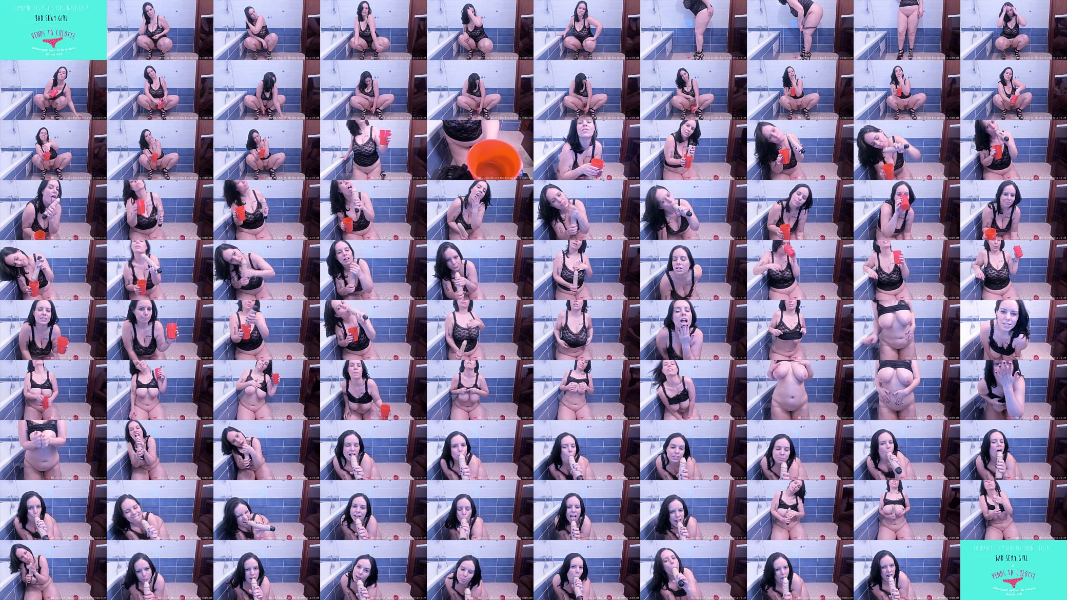 Vends-ta-culotte - Superbe amatrice fran&ccedil;aise boit son propre pipi, jolie brune avec de gros seins pisse dans un verre et le boit tout en su&ccedil;ant un gode, jeu uro, fait maison, nichons - Bad Sexy Girl 预览图