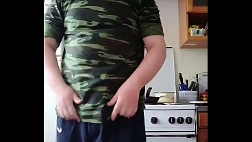 A Russian soldier returned from the war and decided to make porn with penis masturbation, a Russian flag and a huge fat ass!