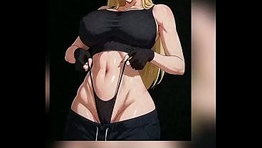 Blonde Catgirl in Black Lingerie - Huge Tits & Tail NSFW Hentai Illustration