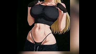 Blonde Catgirl in Black Lingerie - Huge Tits & Tail NSFW Hentai Illustration