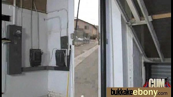 Ebony in a huge bukkake 20
