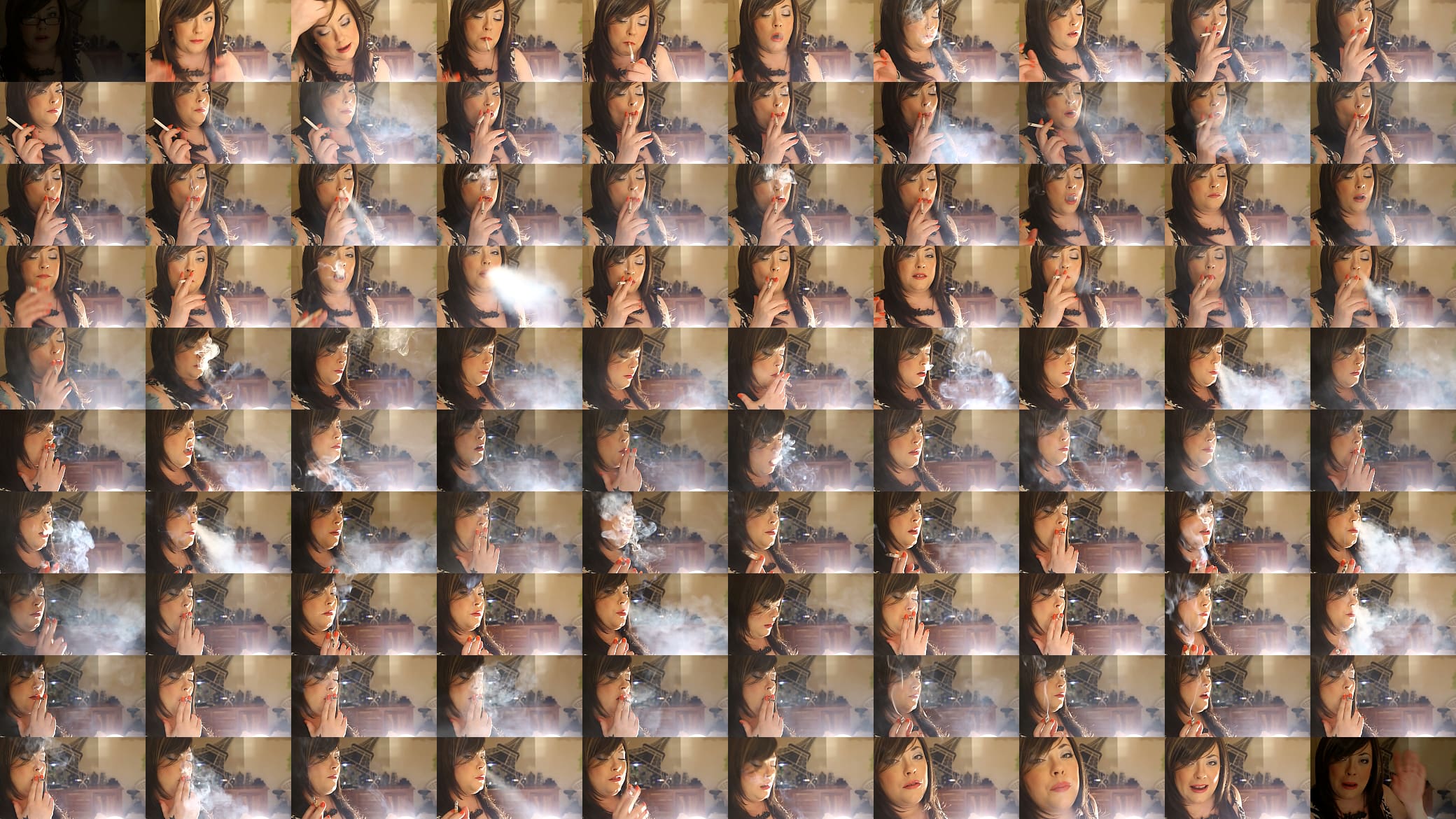 UK Domme Tina Snua Smoking A Cork Cigarette With Nose Exhales 预览图