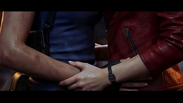 Jill Valentine x Claire Redfield lesbian kissing (Resident Evil / AI generated)