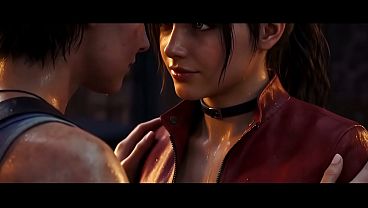 Jill Valentine x Claire Redfield lesbian kissing (Resident Evil / AI generated)