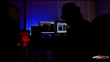 Busty blonde MILF plays with herself and seduces hunky black dude