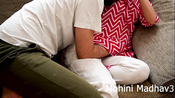 Indian Aunty behaves like a man and fuck him hard in red dress with hindi sex talks