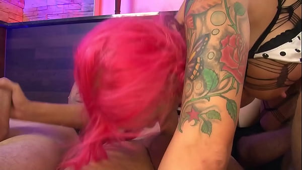 HORNY SLUT MEETS HARD LOADED COCKS