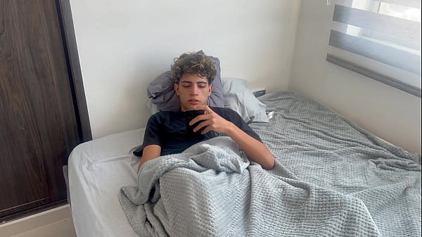 My little stepsister enters my room and discovers me masturbating to her photos.