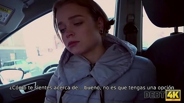 Debt4k. Hottie Calibri Angel blows agent in her car and has sex