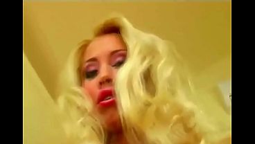 Hot blonde Julie Silver masturbating with big hard dildo