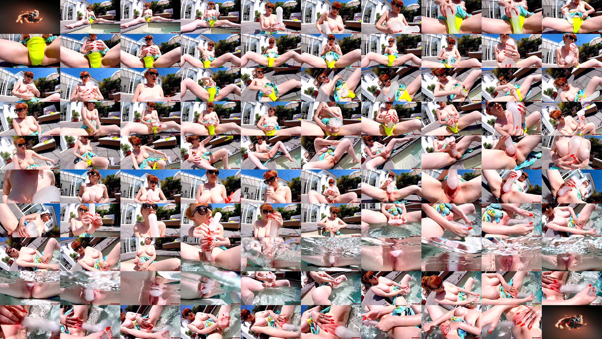 Red XXX masturbates poolside with an ice dildo 预览图