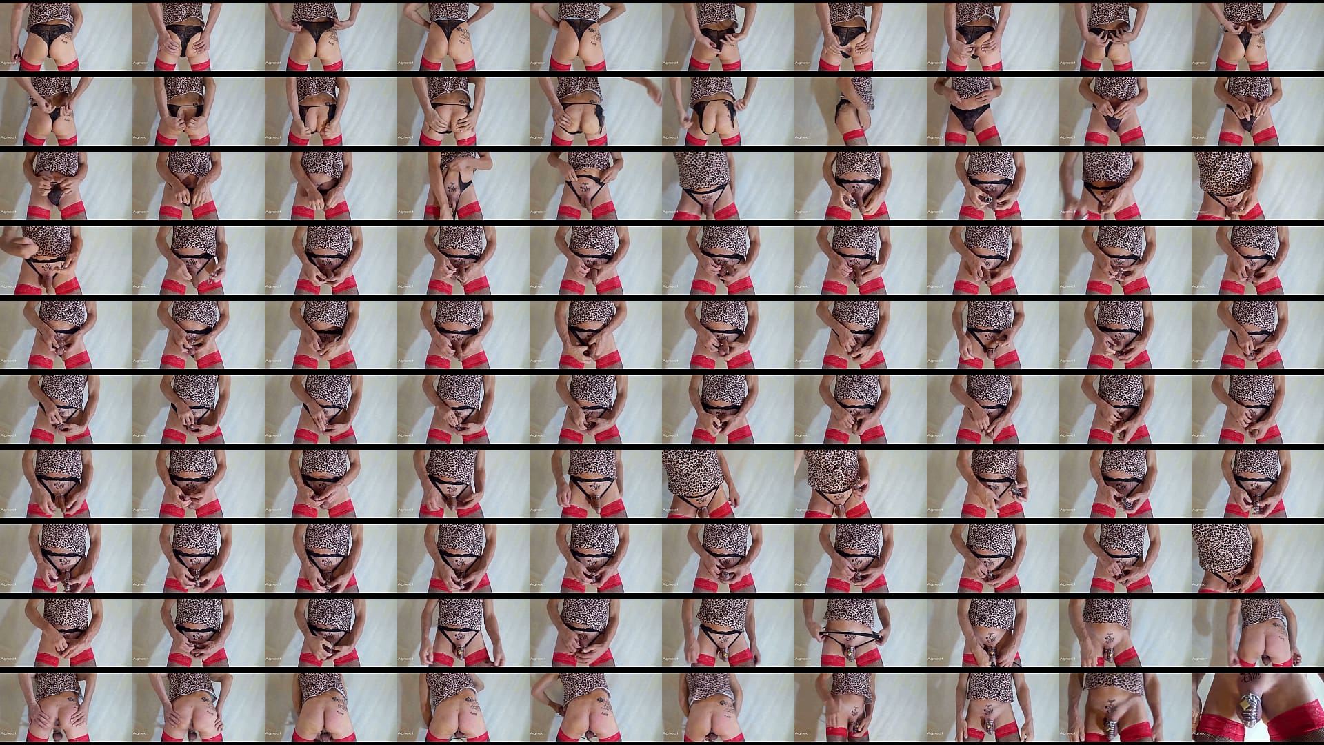 A pierced slut puts on a cage 预览图