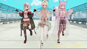 noVR mmd IrohaKoyoriChloe Dance 3d hololive Hentai 2 min