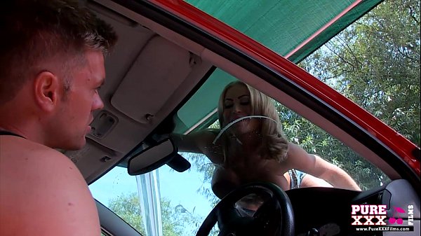 PureXXXFilms Big tits blonde gets carwash cock