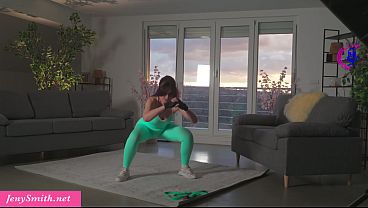 Hot MILF Jeny Smith works out in leggings and gets naked later