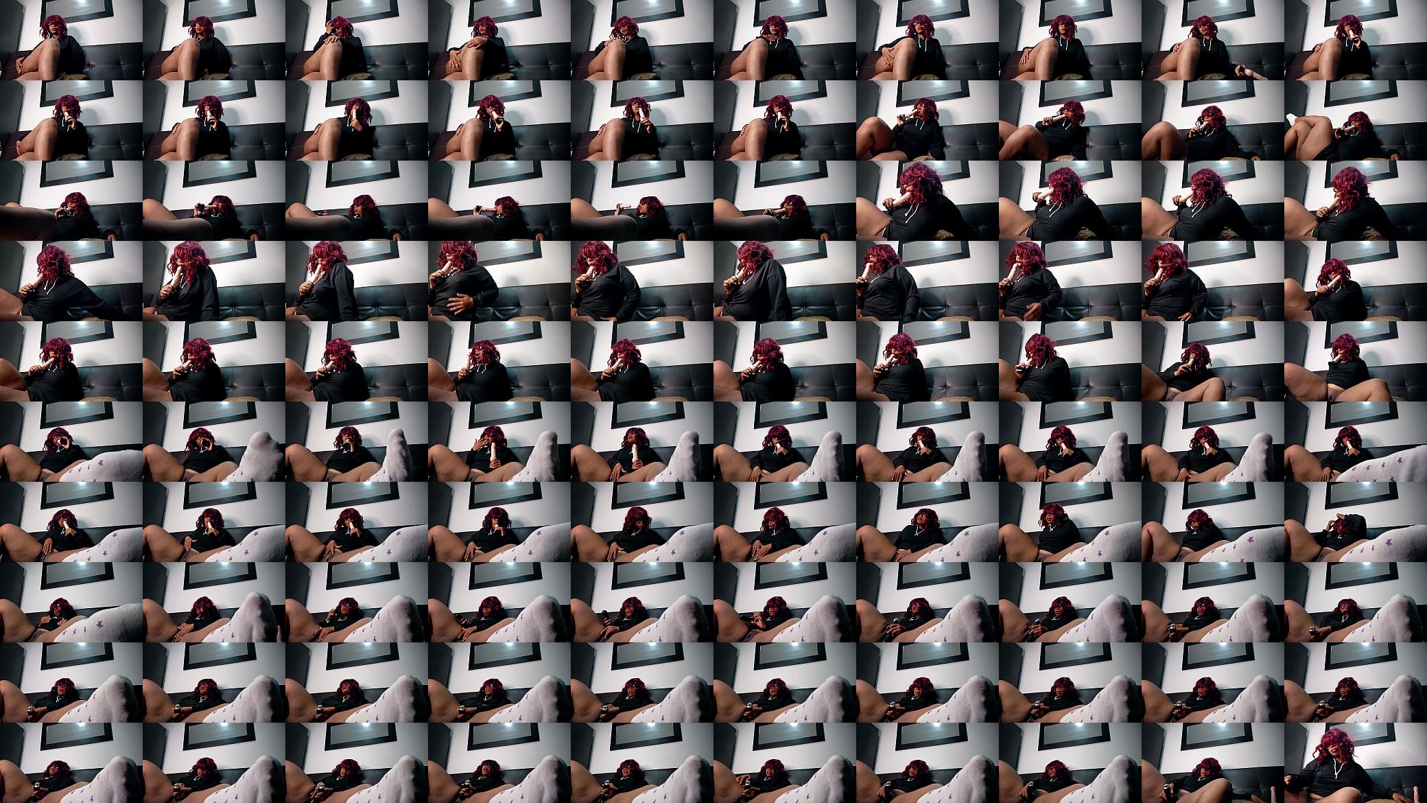 Hot ebony masturbates at night while recording this clip for you 预览图