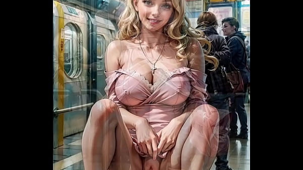 Download Video - AI generated busty blonde showing pussy in subway station