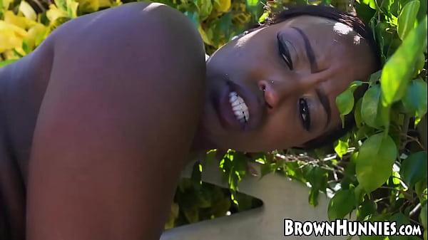 Curvy ebony turns her big booty around for puss...