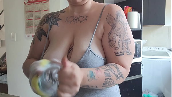 friend's mom get naughty doing the dishes and jerks you with sponge