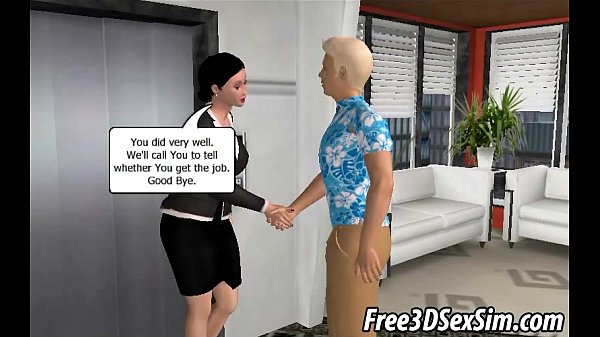 Hot 3D brunette boss sucks cock and gets fucked