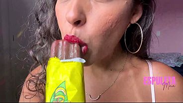 ASMR sensory video - applying lipstick and eating ice cream