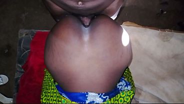 A cute young black girl sucks and fucks a huge black cock