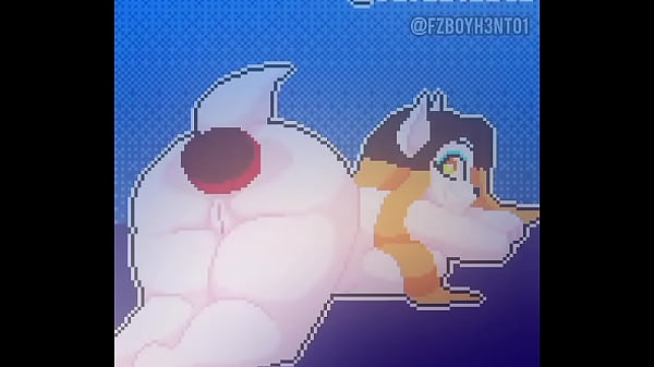 Furry girl is filled with milk in her stomach (with sound)