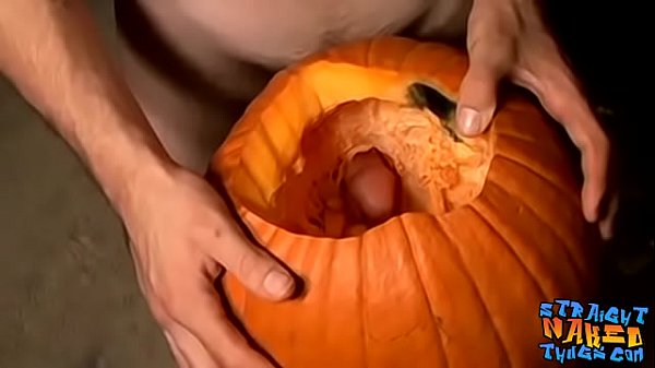 Deviant straight guys are fucking a pumpkin and...