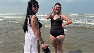On Guarujá Beach we found a prostitute in the middle of the sea! And we called her over to fuck her right there in public! She had a pink pussy.