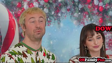 Teen stepdaughter and big tits MILF stepmom gets horny for the Christmas