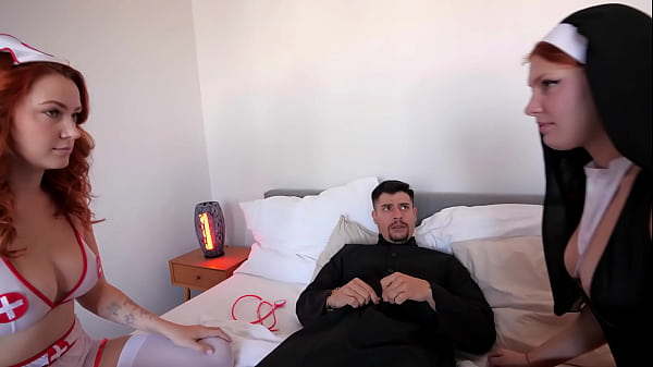 THE PRIEST GETS DOUBLE PLEASURE, BJ, RIDING & CREAMPIE