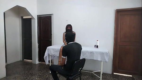 Perverted doctor fucks female patient while husband waits outside the doctor's office