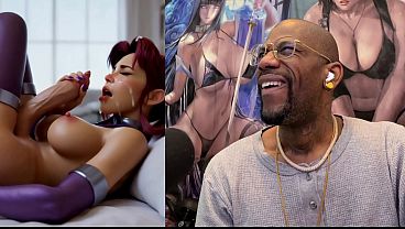 Starfire Jerking Off Her Transgender Cock And Cumming All Over Her Own Face, AI Generated