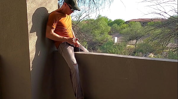 Wetting my pants and a cumshot on a hotel balcony