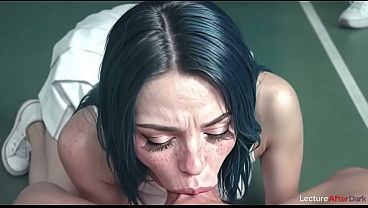 A pretty student doesn't really like P.E., so the teacher made her stay after class so she could suck his dick in exchange for a good grade. [AI]