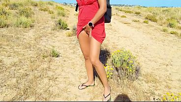 Couple Undressing   Public Handjob  Beach & Shops