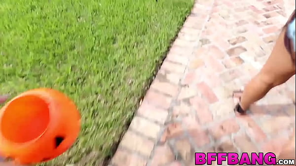 Petite teen in Pocahontas outfit banged by a monster cock