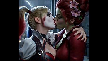 Poison Ivy x Harley Quinn lesbian action (AI generated)
